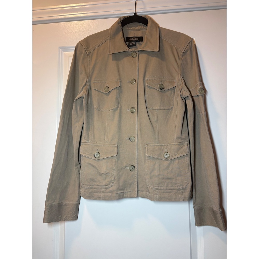 Peck & Peck Collection Women Tan Khaki Utility Safari Jacket